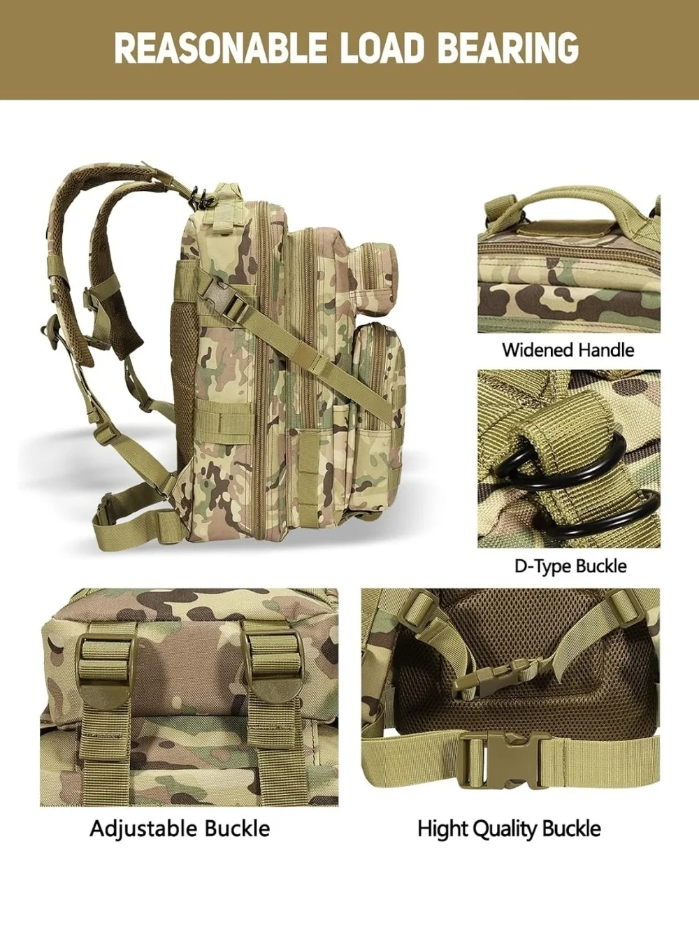 Tactical Camo Backpack - Military Green